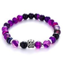 Pronto para enviar 1 moq joias atacado roxo masculino contas de Buda pulseira elástica joias personalizadas